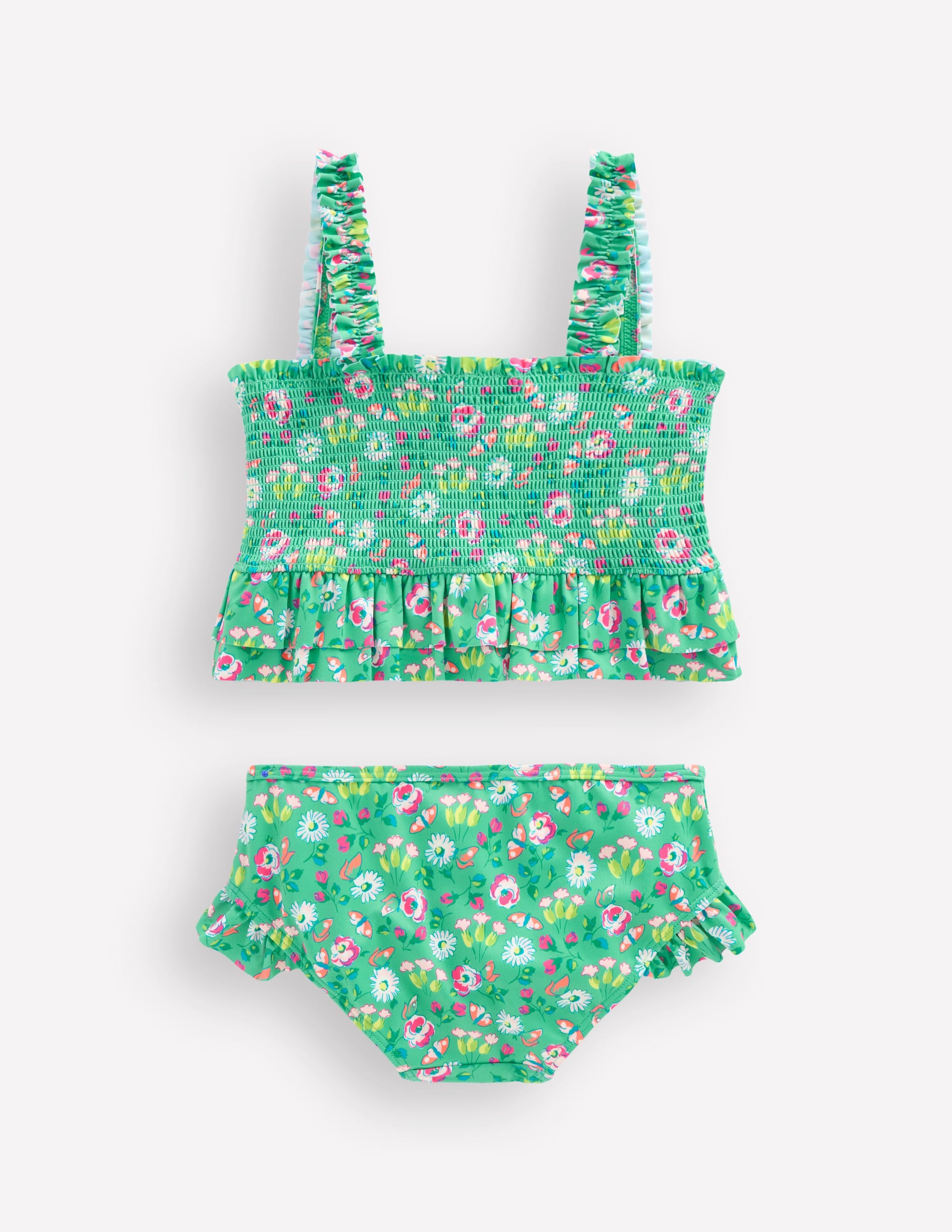 Peplum Smocked Bikini-Aquamarine Butterfly Floral - Image 2