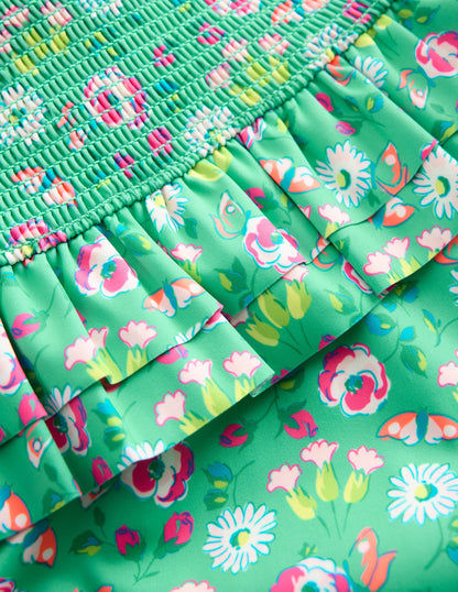 Peplum Smocked Bikini-Aquamarine Butterfly Floral-3