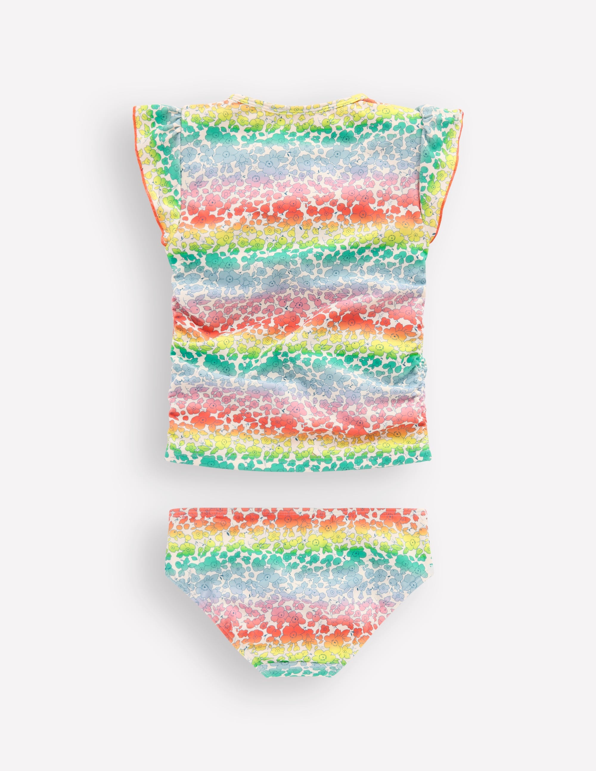 Ruched Tankini Set-Rainbow Ombre Flowerbed - Image 2
