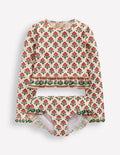 Hem Frill Rash Vest Set-Soft Ivory Woodblock Flower