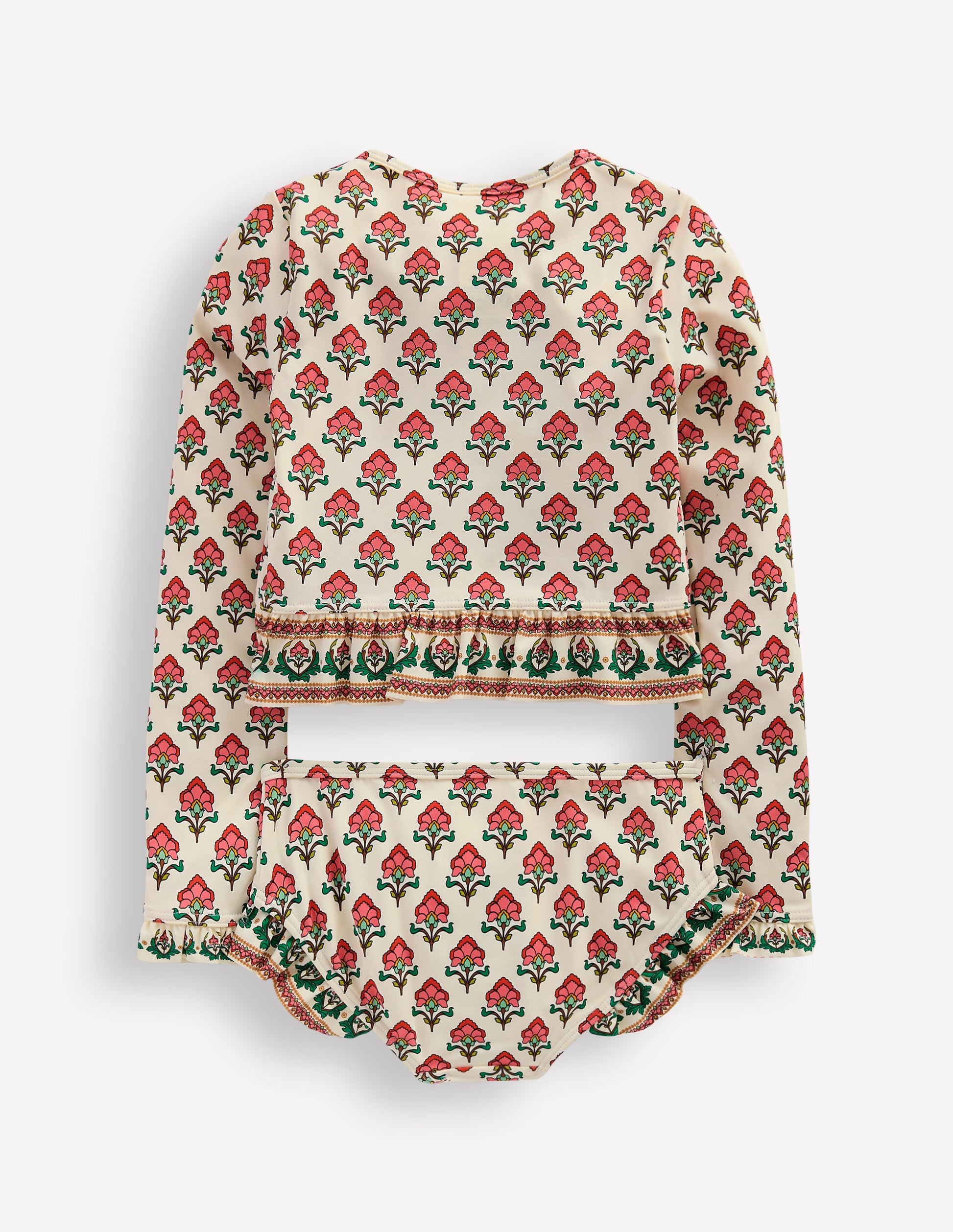 Hem Frill Rash Vest Set-Soft Ivory Woodblock Flower-2