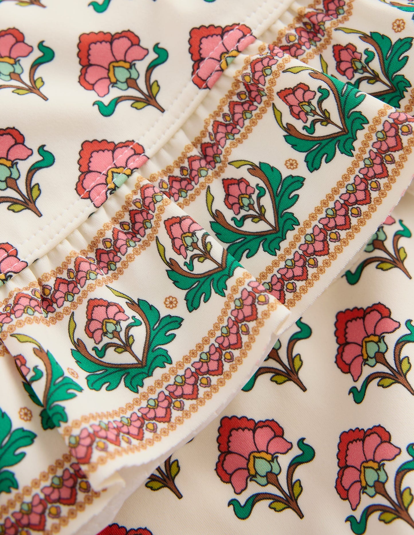 Hem Frill Rash Vest Set-Soft Ivory Woodblock Flower