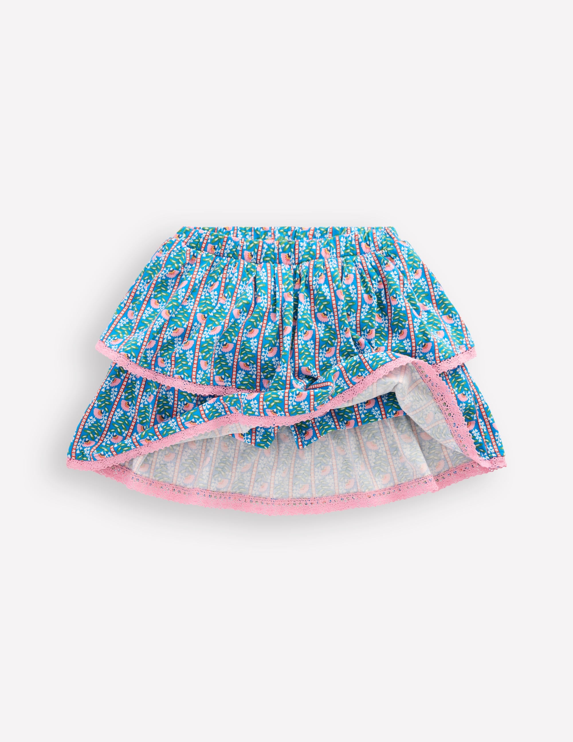 Ruffle Jersey Skort-Kingfisher Blue Floral Vine - Image 6