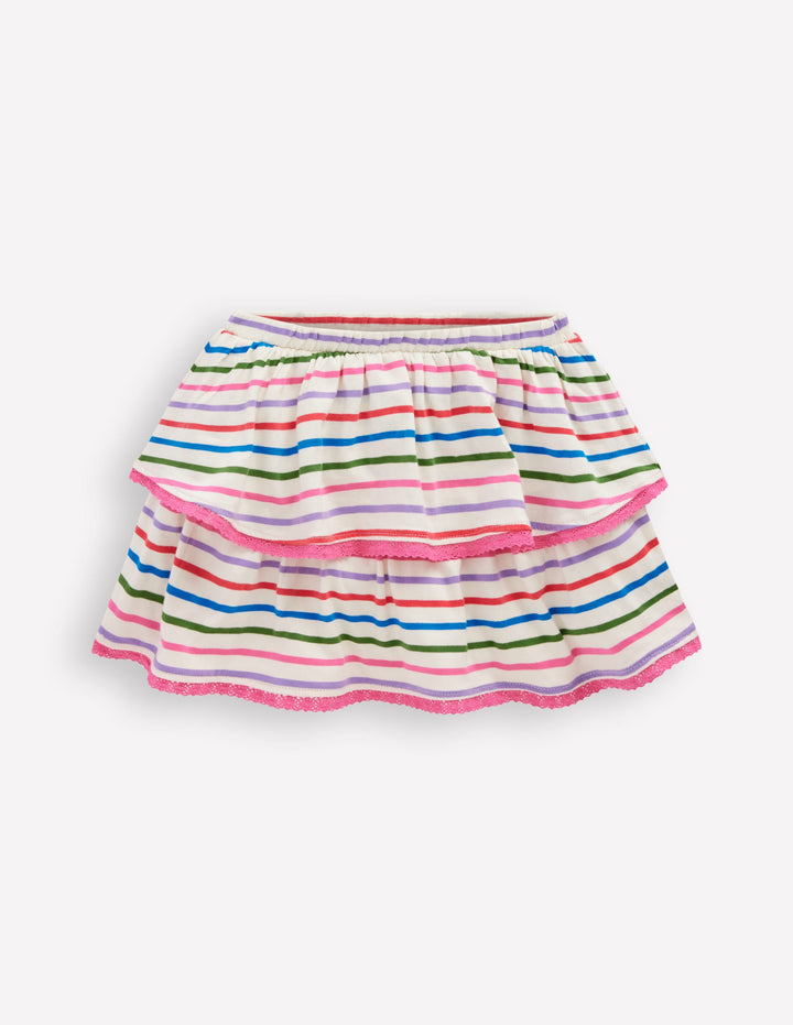 Ruffle Jersey Skort-Multi Stripe