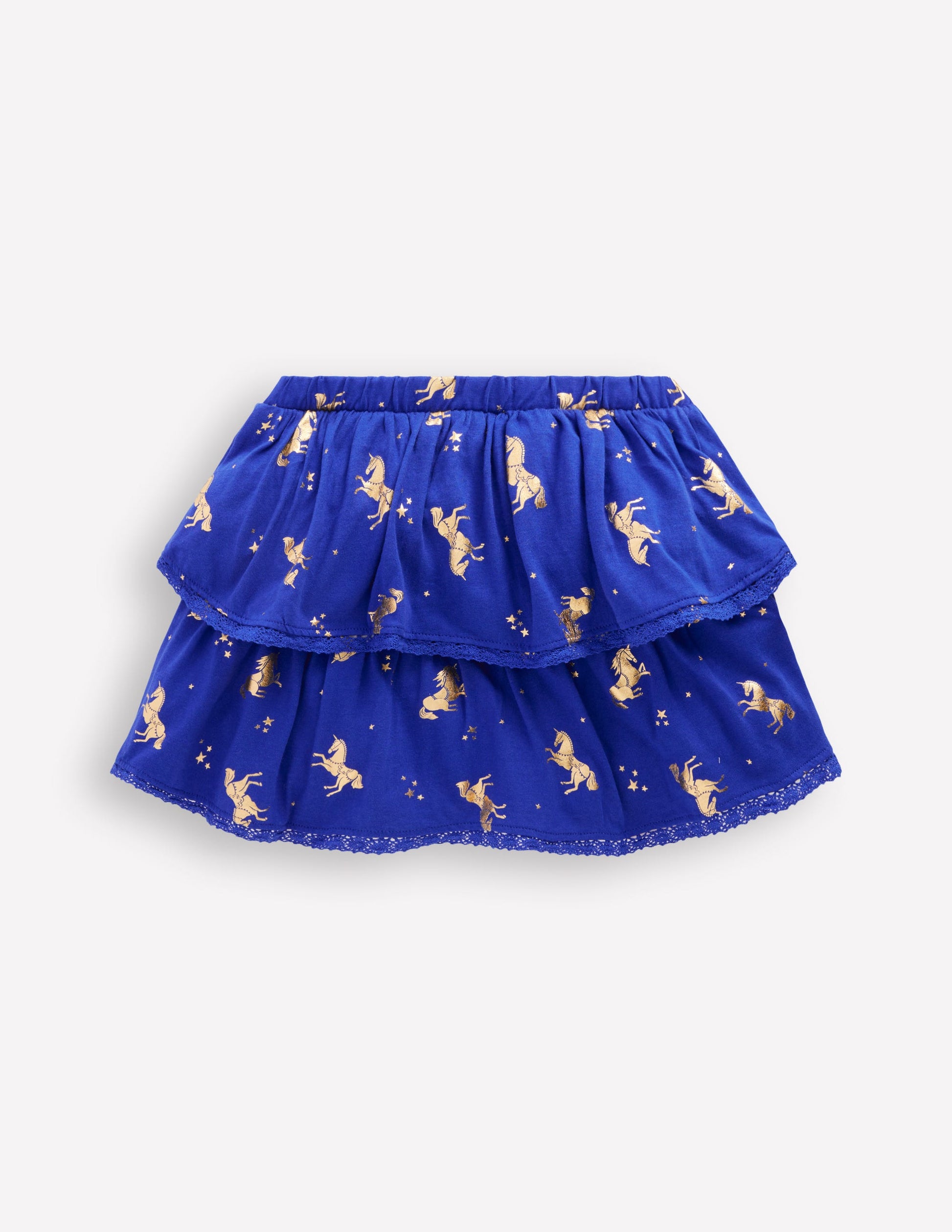 Ruffle Jersey Skort-Sapphire Blue Horses-2