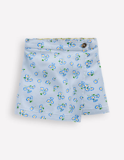 Wrap Woven Skort-Misty Blue Daisy-1
