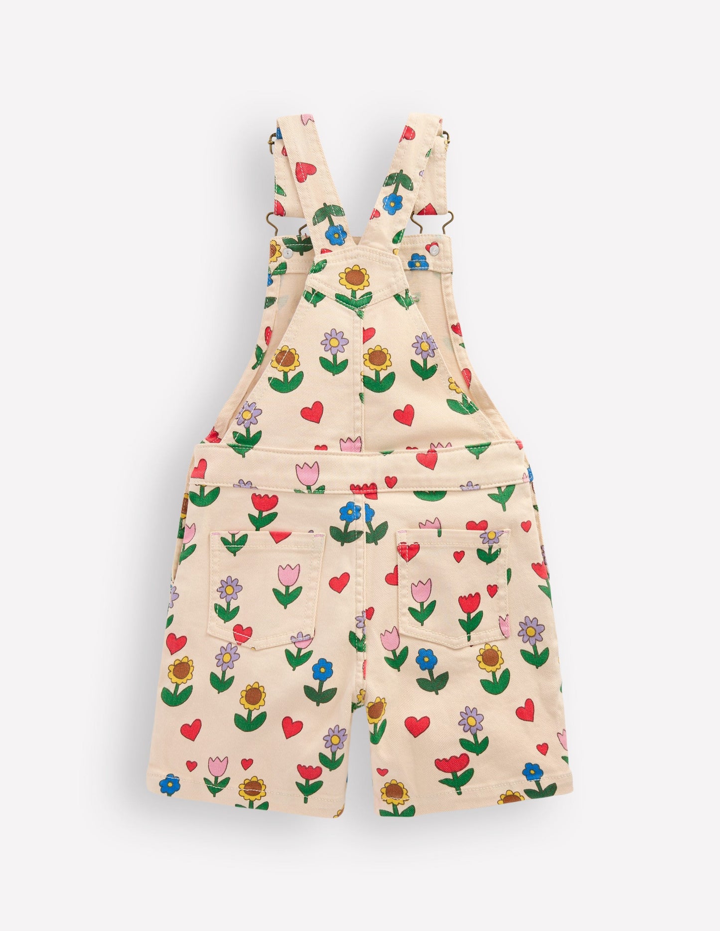 Short Overalls-Ivory Sunflower Garden