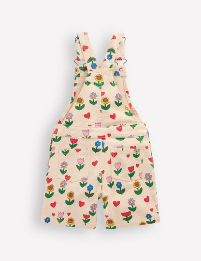 Short Overalls-Ivory Sunflower Garden-2