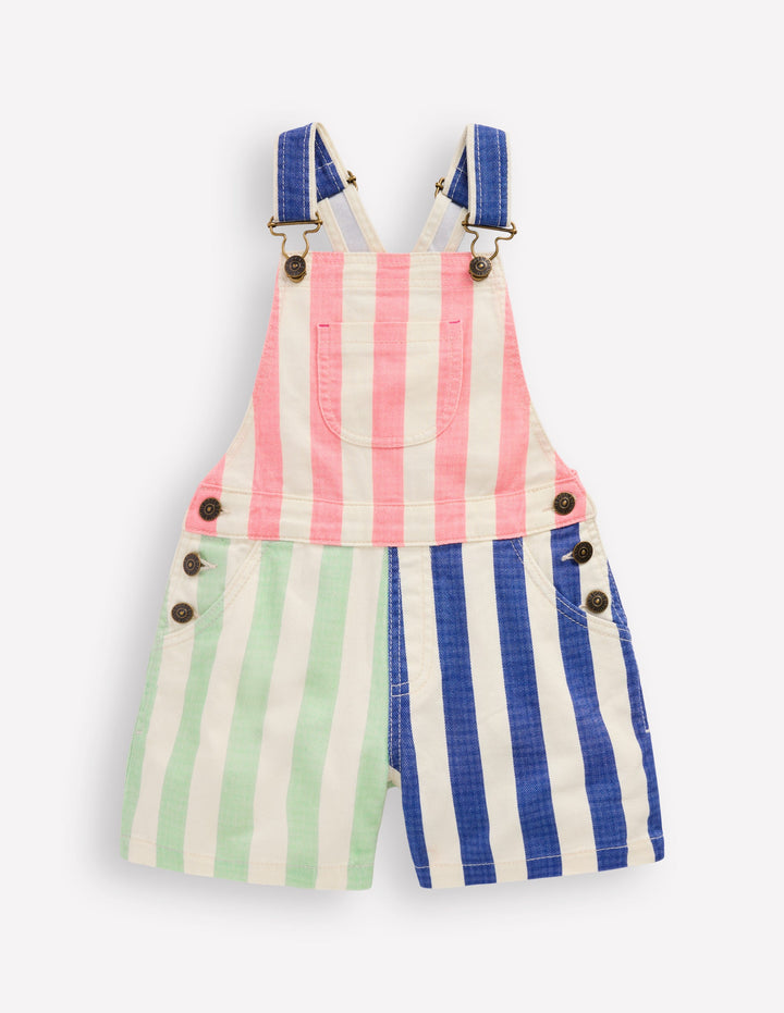 Short Overalls-Multi Hotch Potch Stripe