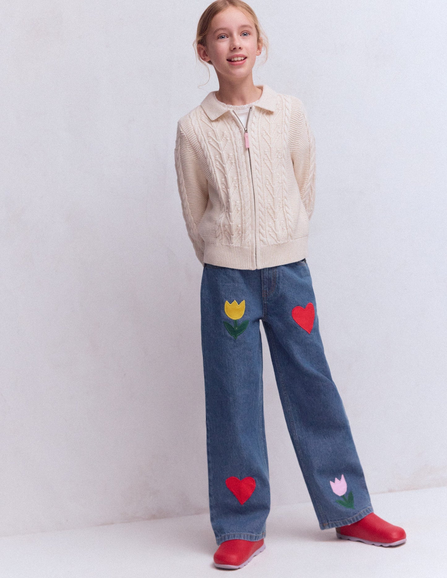 Relaxed Jean-Mid Vintage Applique