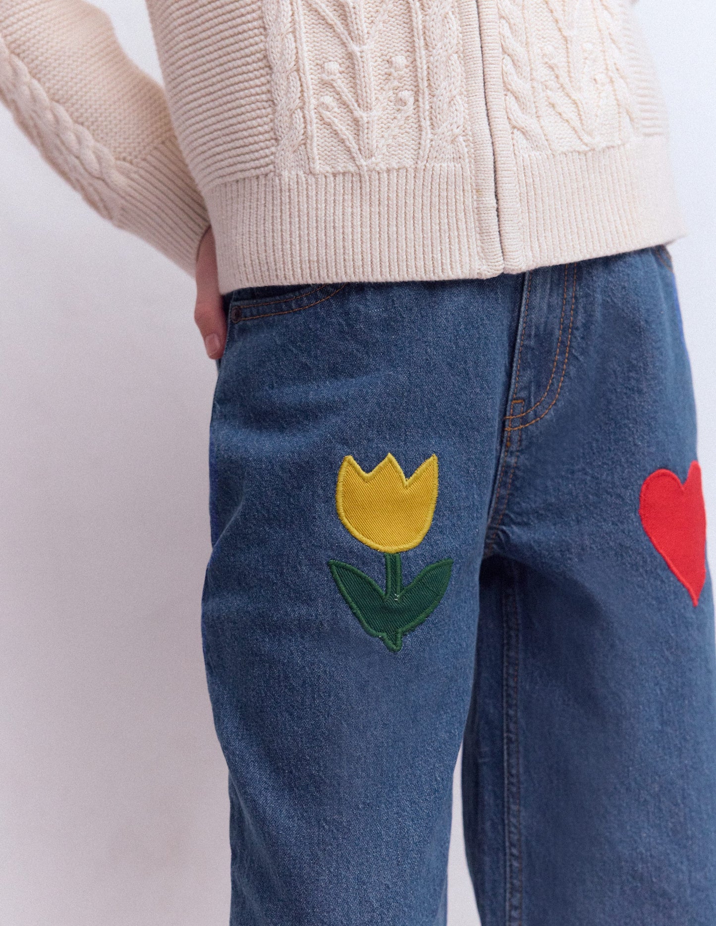 Relaxed Jean-Mid Vintage Applique