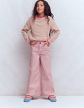 Wide Leg Jeans-Pink