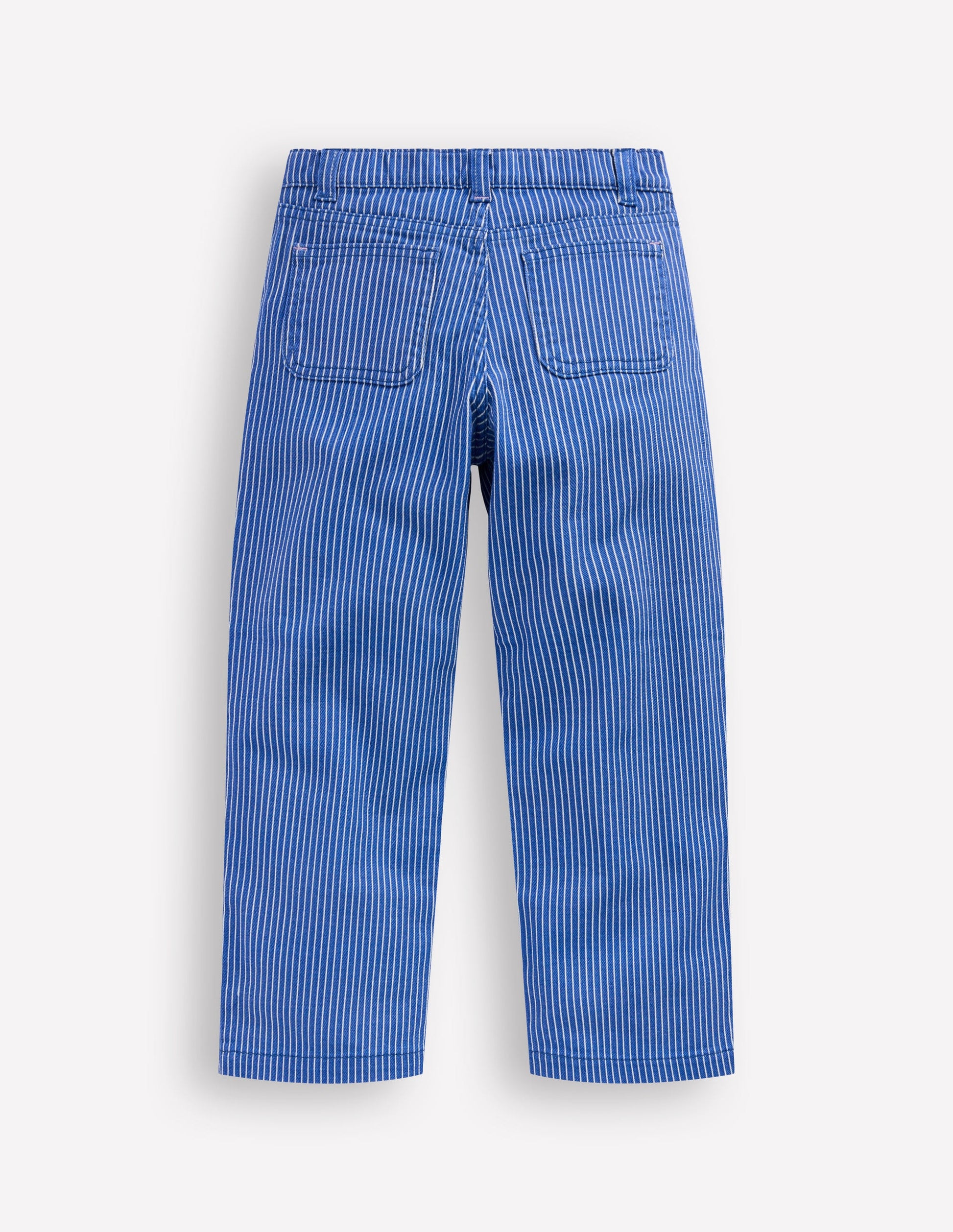 Patch Pocket Straight Jeans-Blue and Ivory Ticking Stripe-2