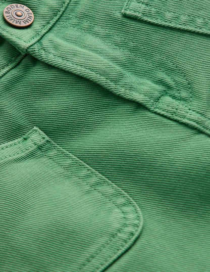 Patch Pocket Straight Jeans-Green-3