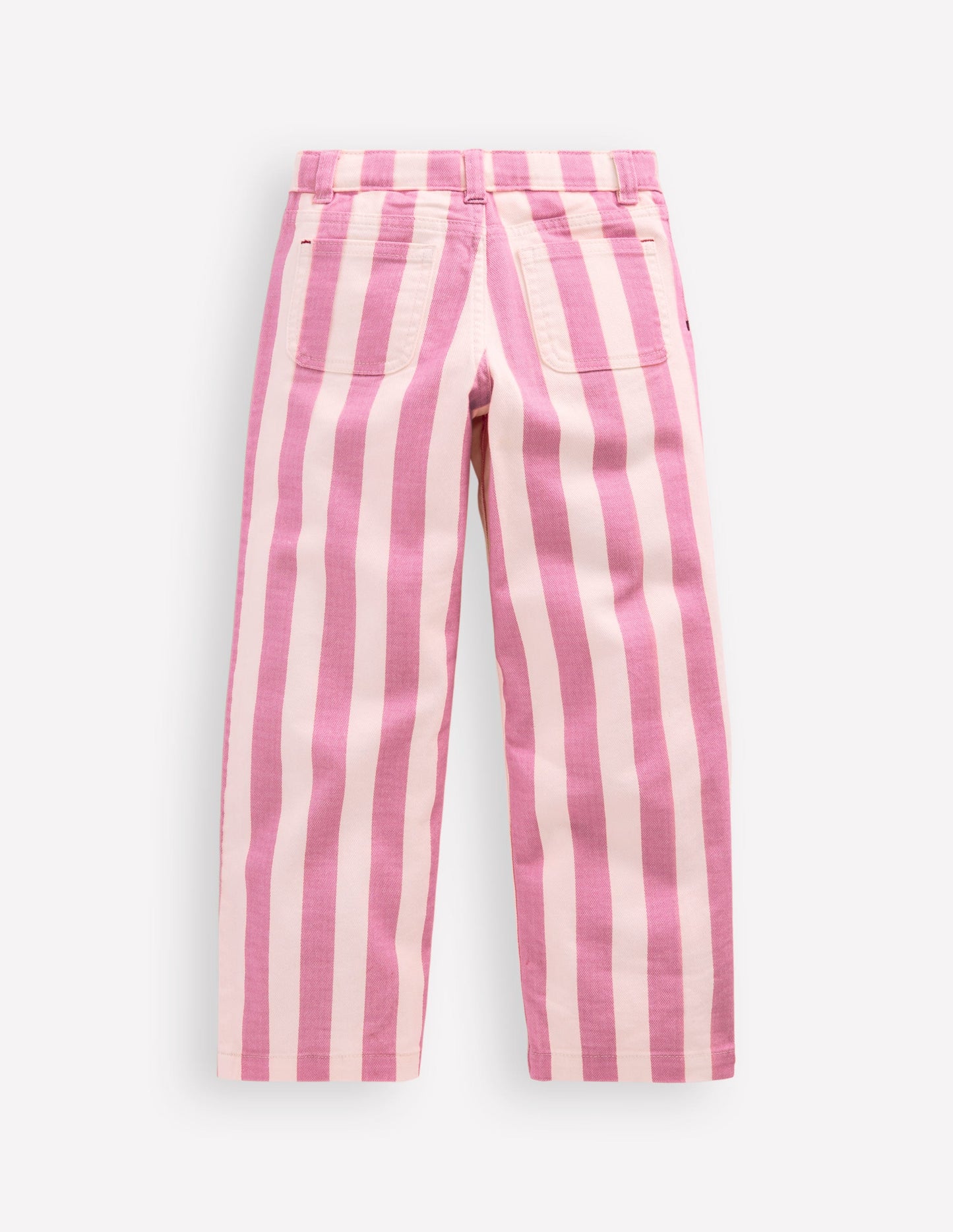 Patch Pocket Straight Jeans-Pink/Ivory Stripe