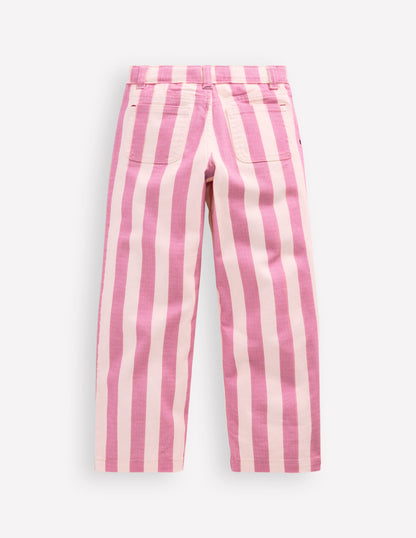 Patch Pocket Straight Jeans-Pink/Ivory Stripe-5