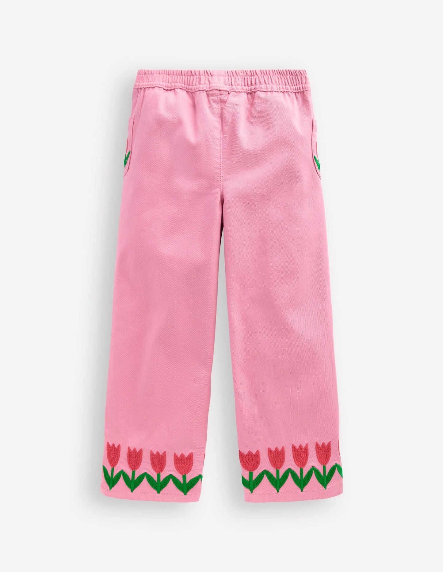 Wide Leg Pull-on-Pink Tulips