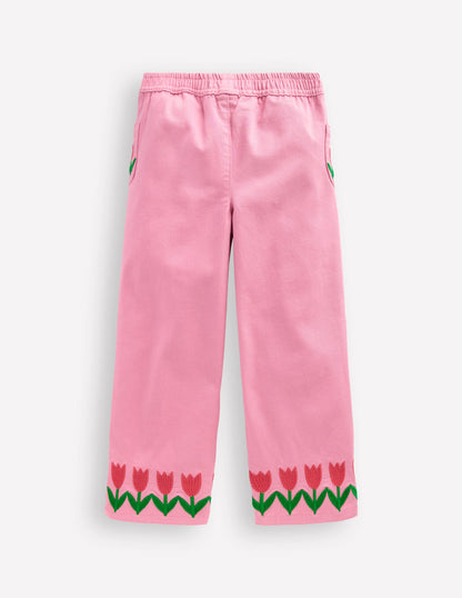 Wide Leg Pull-on-Pink Tulips-6