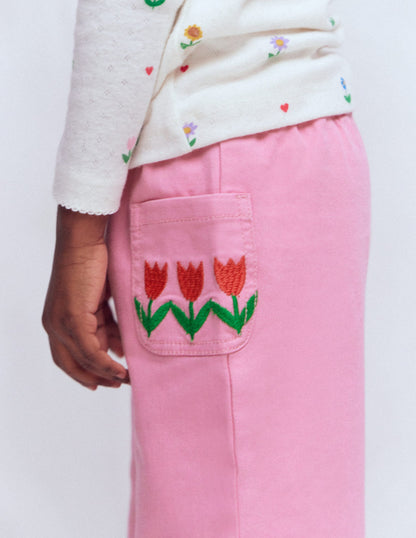 Wide Leg Pull-on-Pink Tulips-3