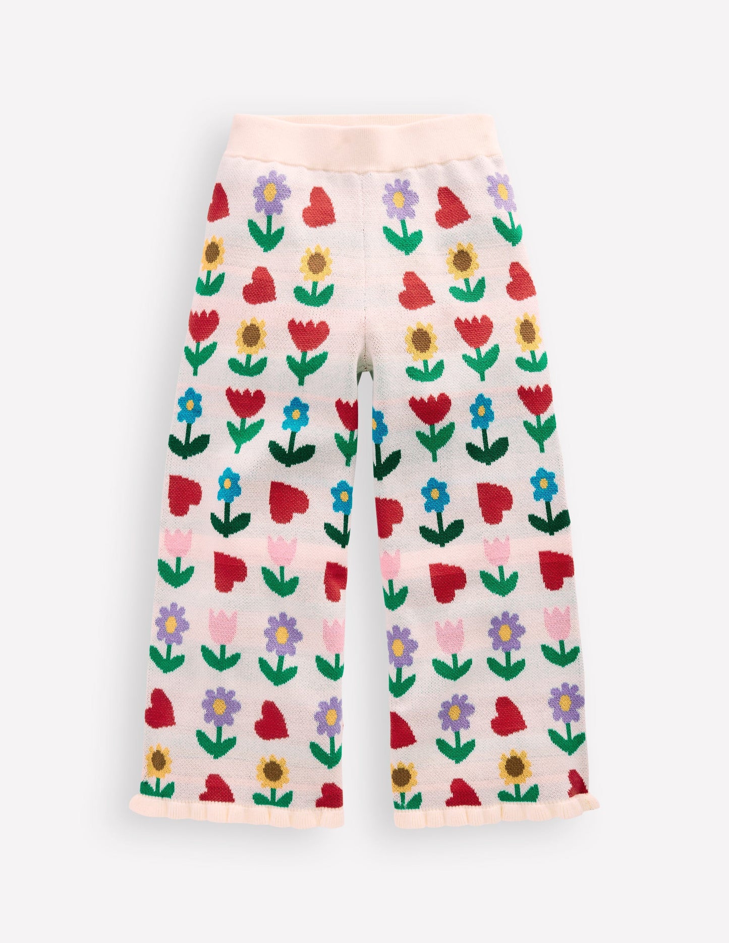 Flared Knitted Pants-Ecru Marl Sunflower Garden