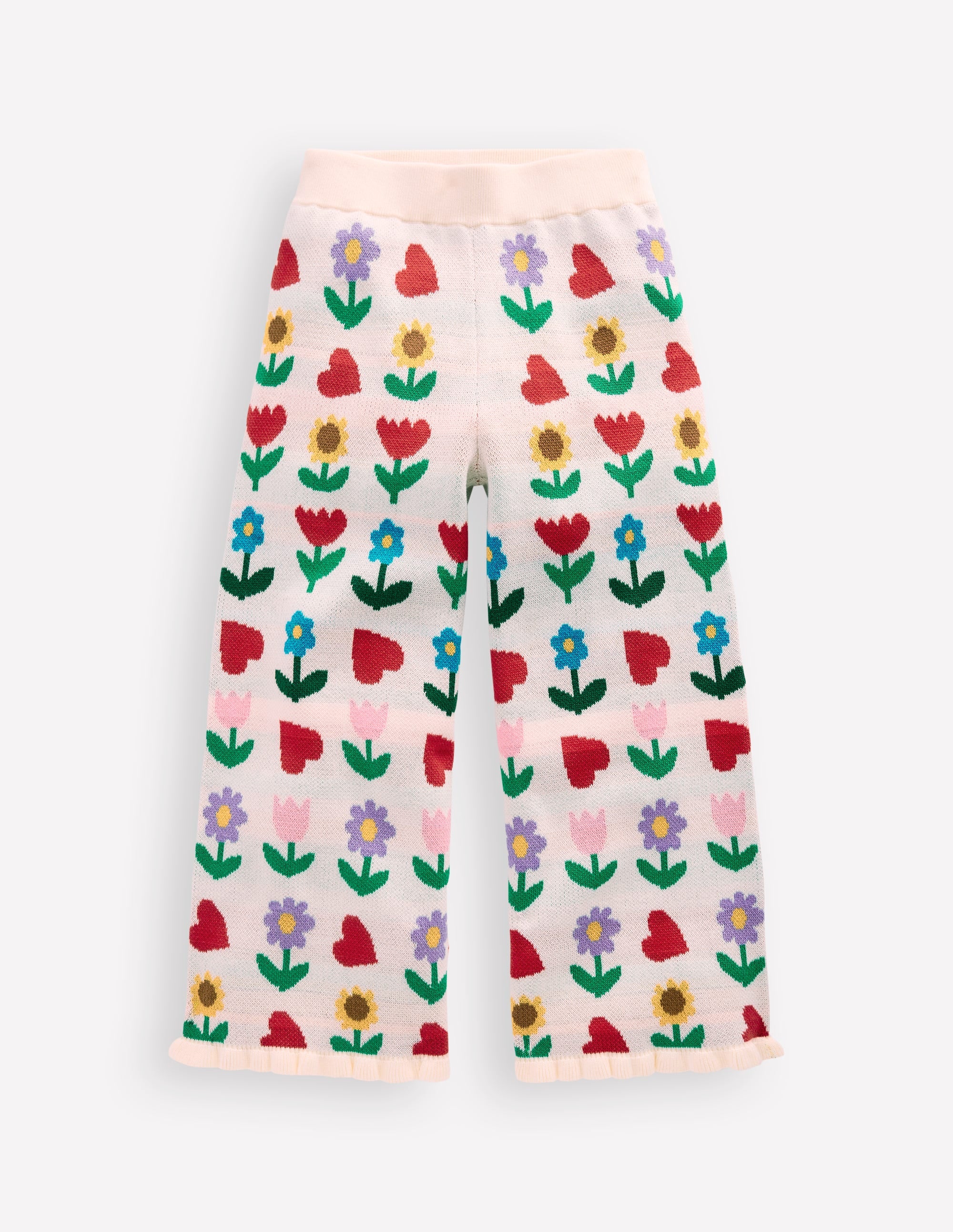 Flared Knitted Pants-Ecru Marl Sunflower Garden - Image 4