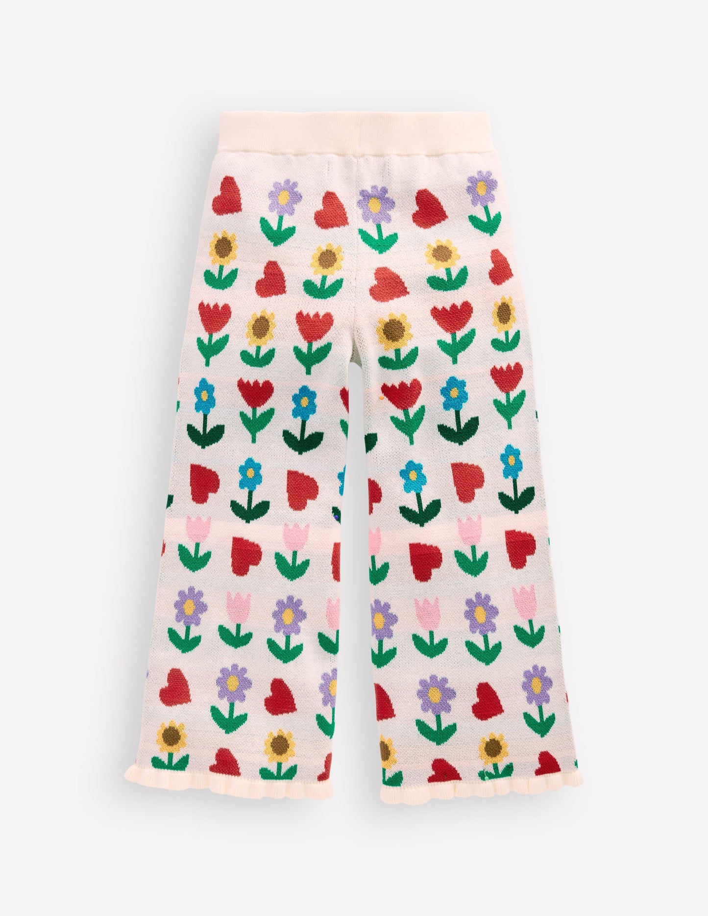 Flared Knitted Pants-Ecru Marl Sunflower Garden