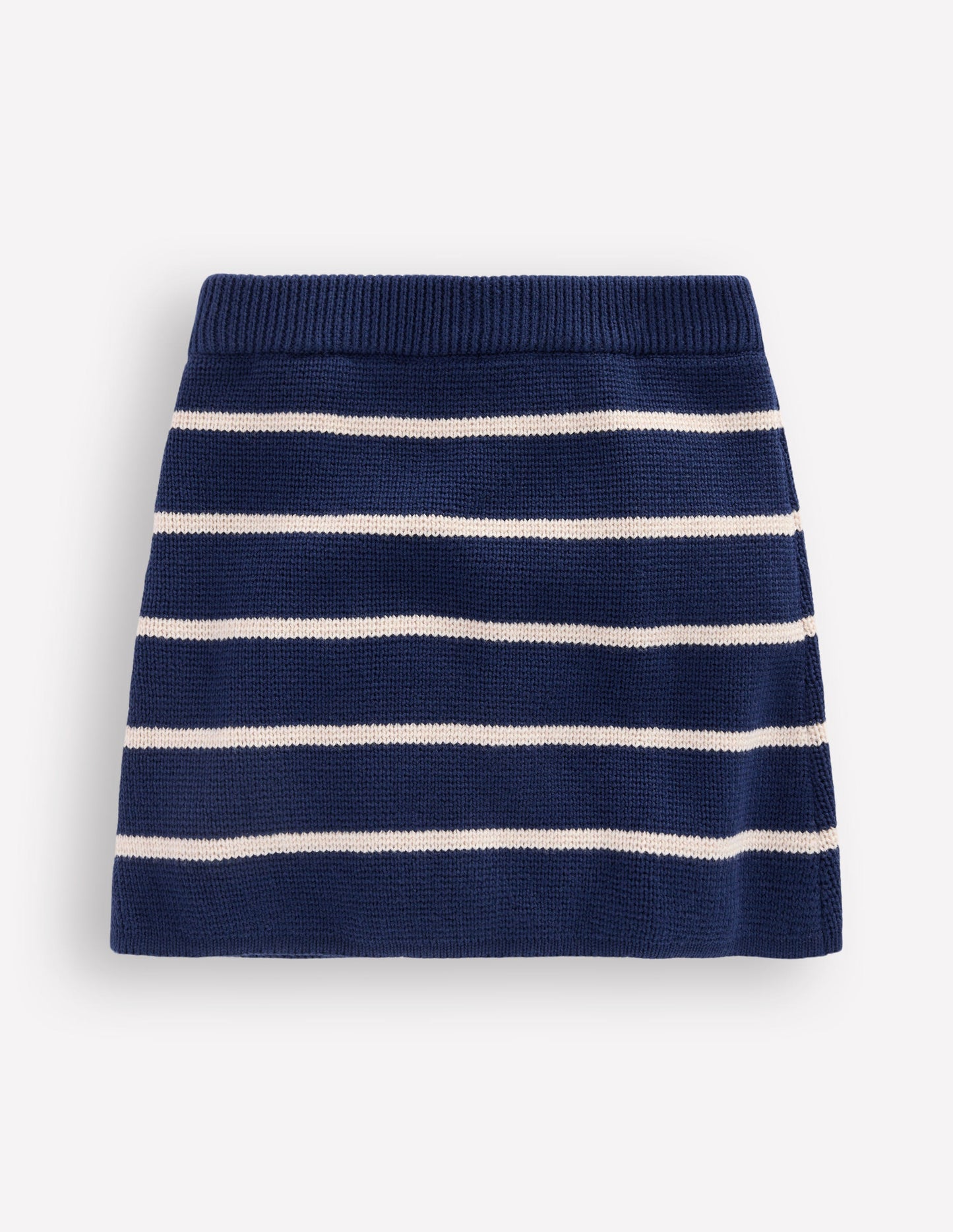 Knitted Skirt-College Navy and Ivory Stripe