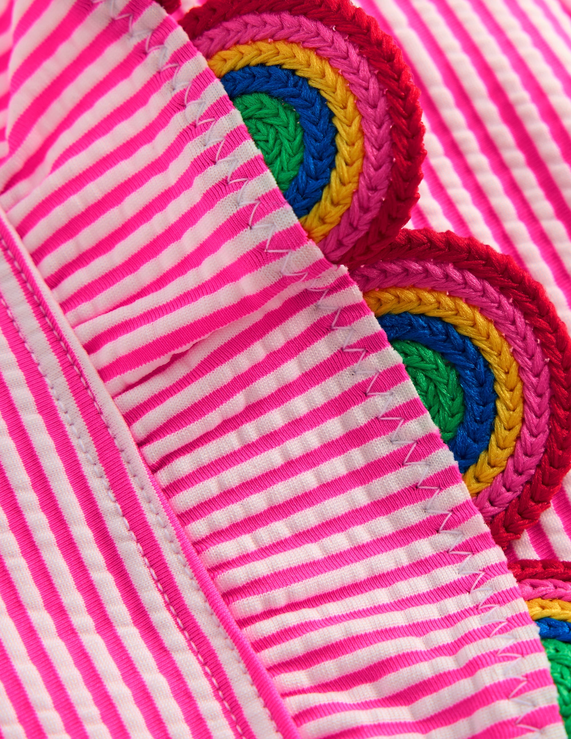 Flutter Trim Swimsuit-Ticking Stripe Rainbow - Image 3