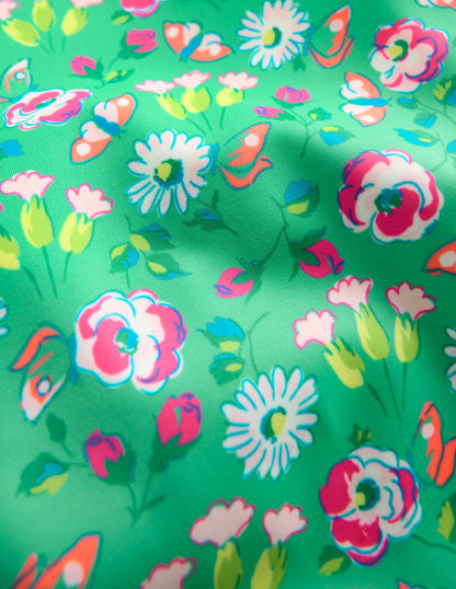 Puff Sleeve Swimsuit-Aquamarine Butterfly Floral-3