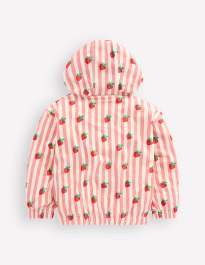 Relaxed Towelling Hoodie-Blush Strawberry Stripe-2