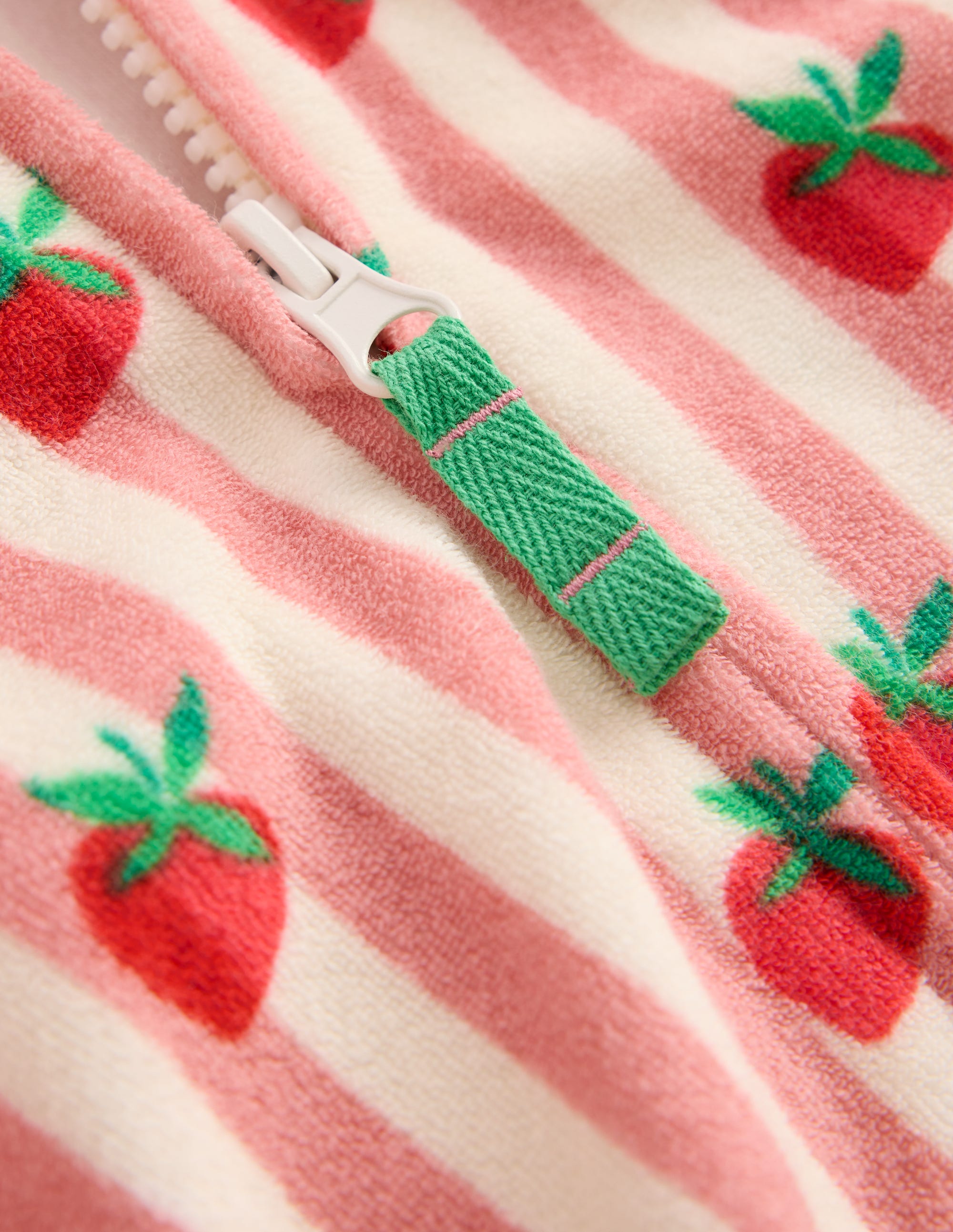 Relaxed Towelling Hoodie - Blush Strawberry Stripe | Boden USA