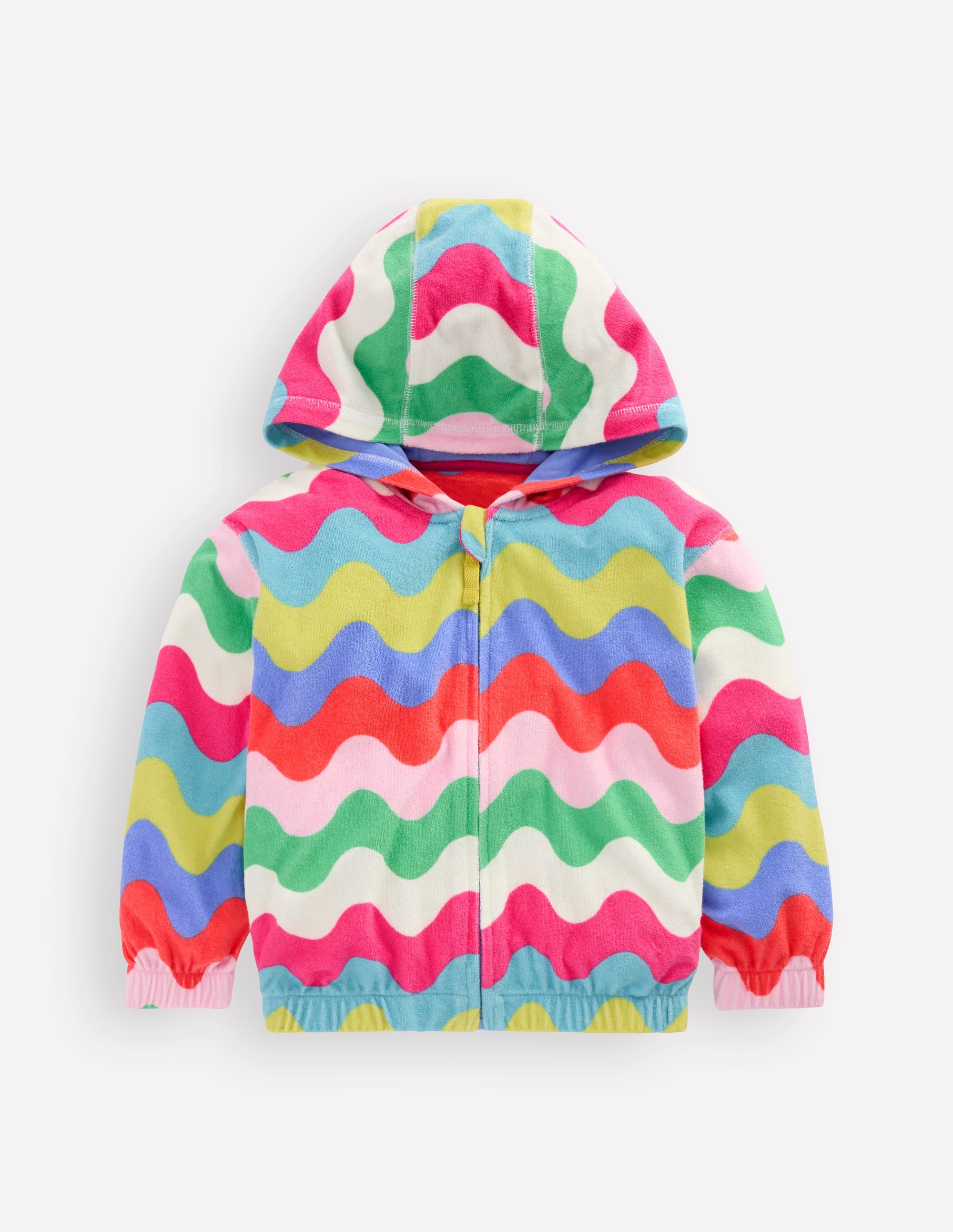 Relaxed Towelling Hoodie - Multi Wave Stripe | Boden USA
