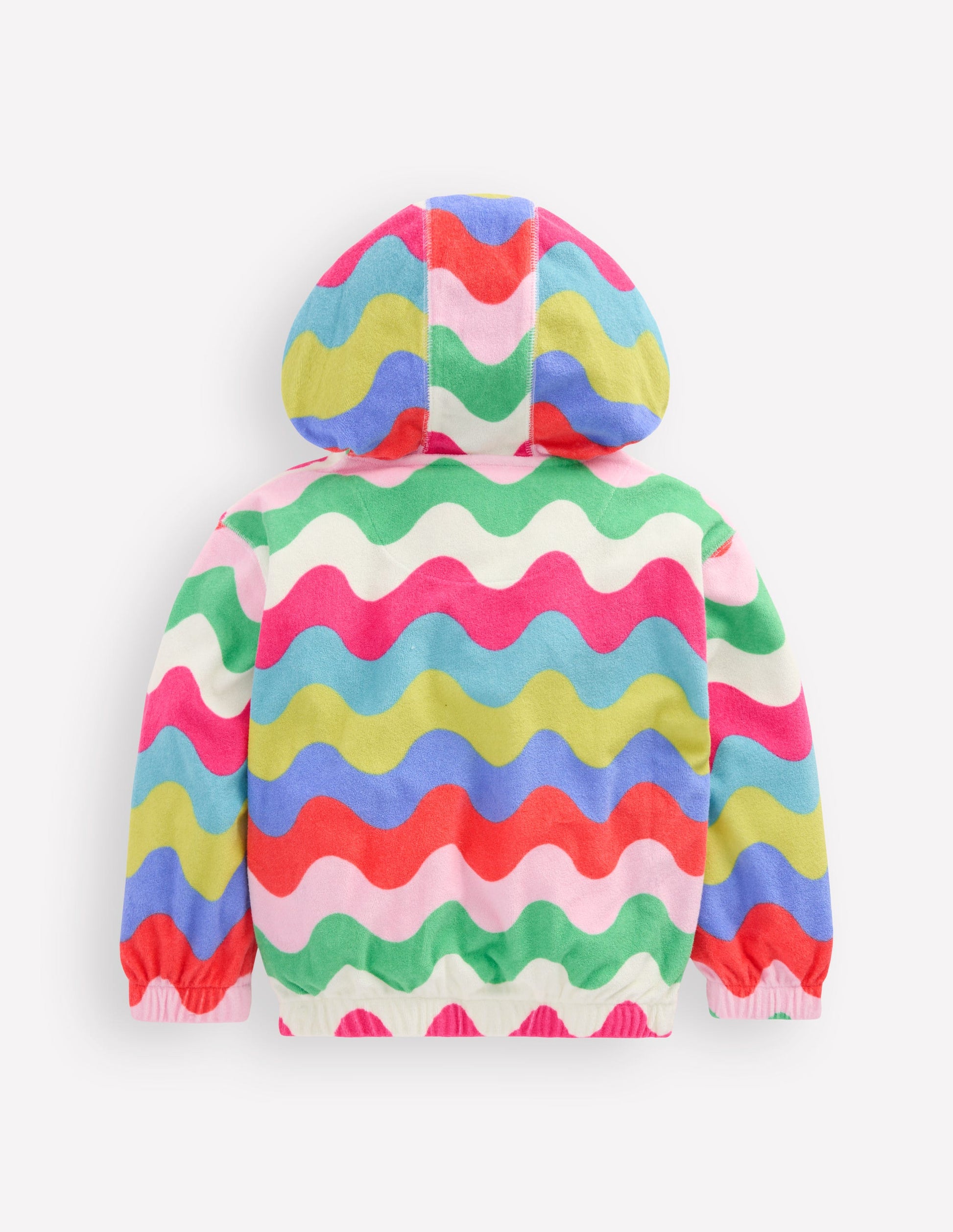 Relaxed Towelling Hoodie-Multi Wave Stripe-2