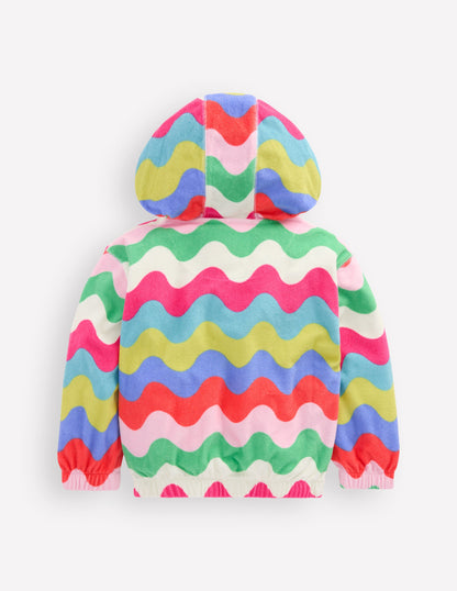 Relaxed Towelling Hoodie-Multi Wave Stripe-2