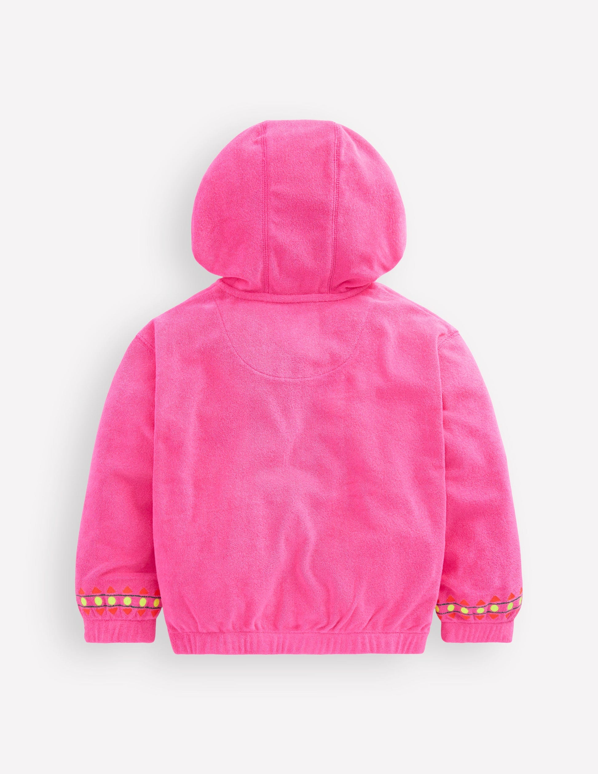 Relaxed Towelling Hoodie-Pink Embroidered-2