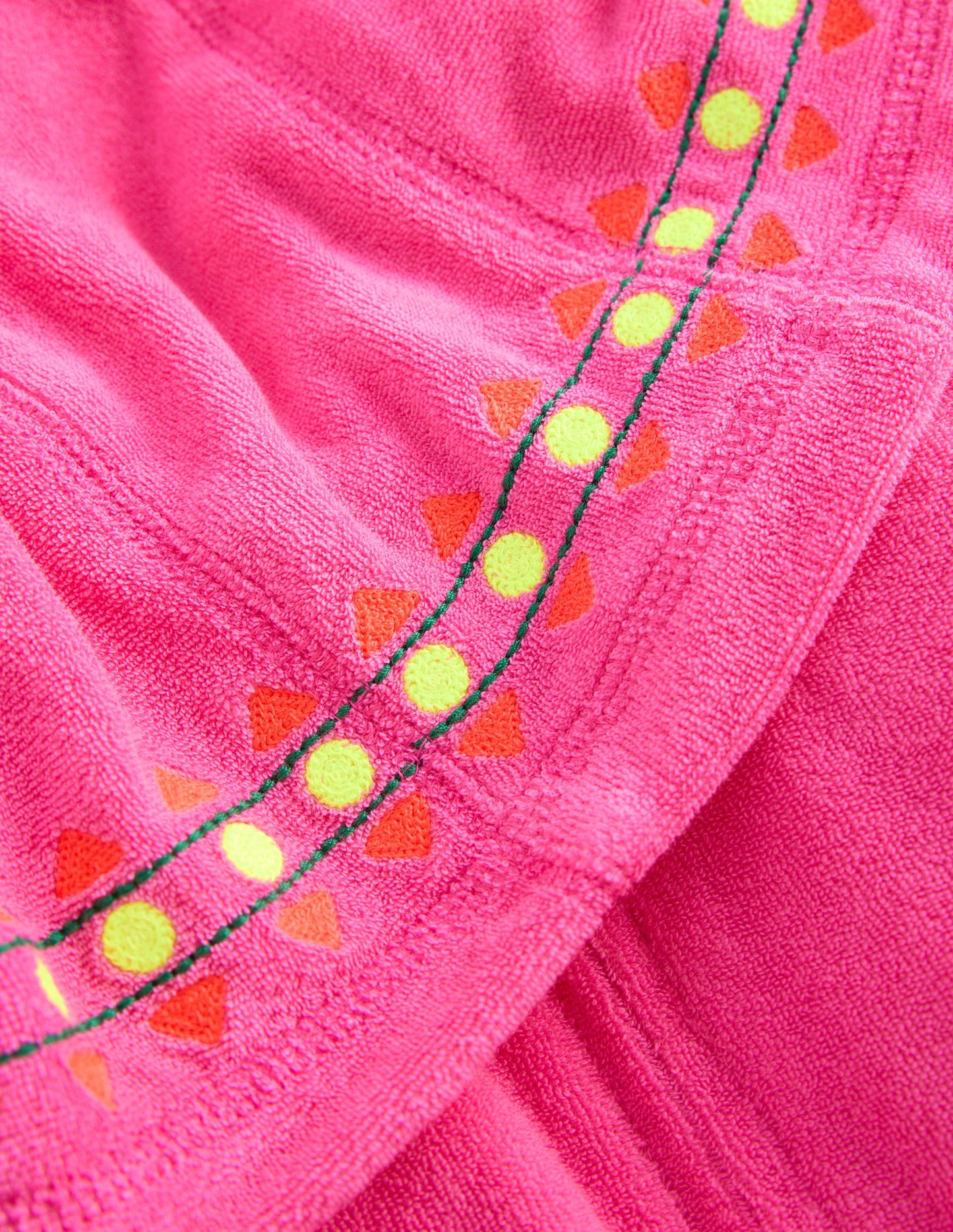 Relaxed Towelling Hoodie-Pink Embroidered