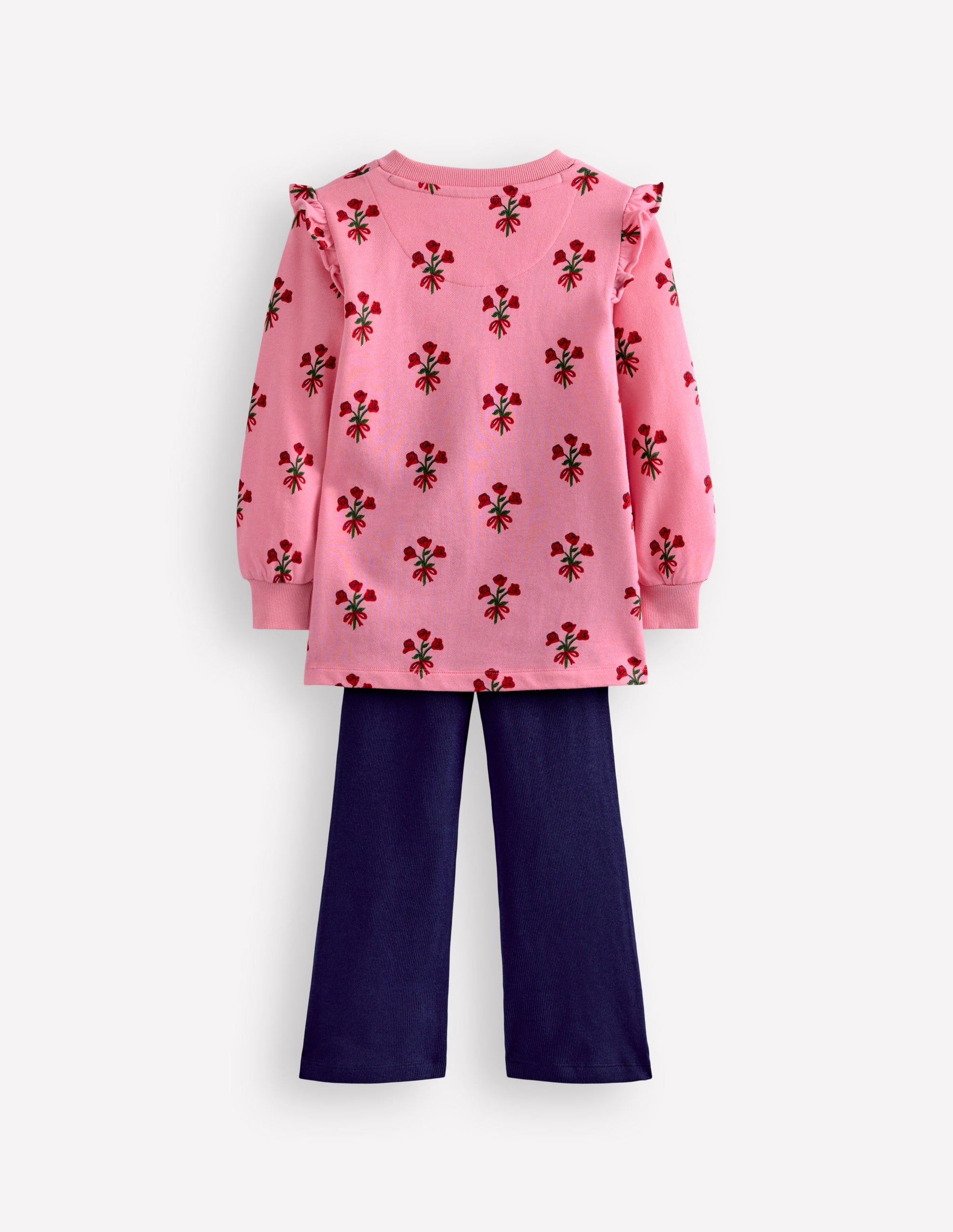 Sweat Tunic and Flare Set-Pink Posy-2
