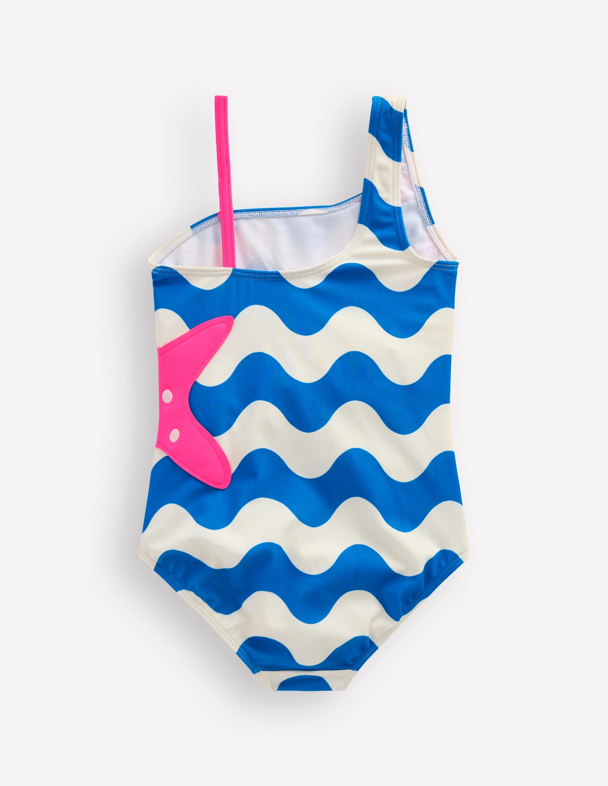 One Shoulder Appliqué Swimsuit-Kingfisher Blue Wave Starfish - Image 2