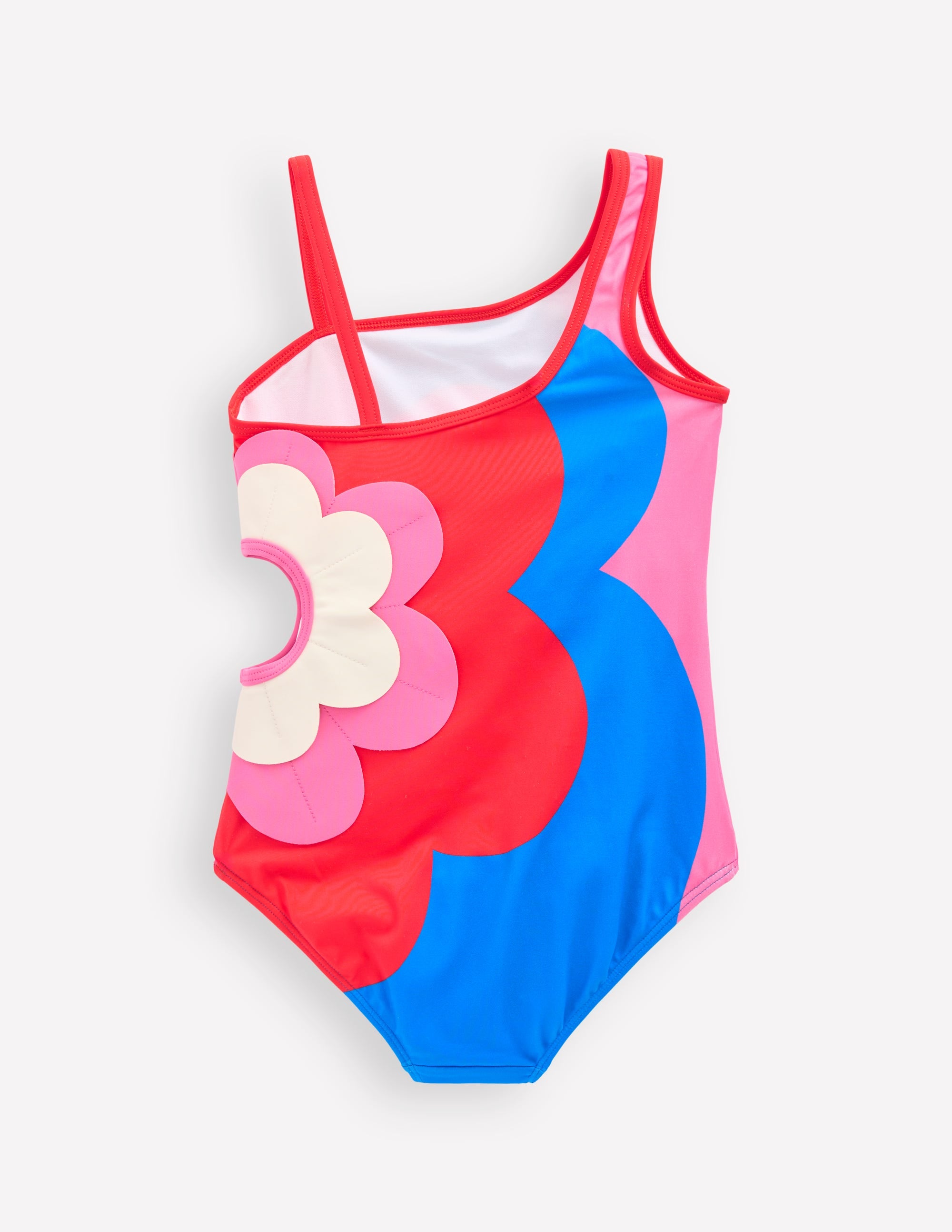 One Shoulder Appliqué Swimsuit-Cut Out Flower - Image 2