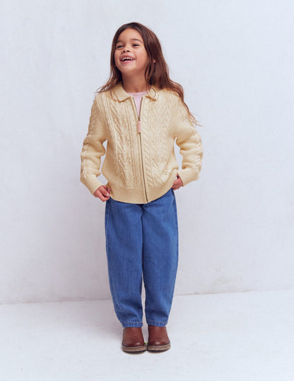 Collared Cable Zip-up-Ecru Marl-3