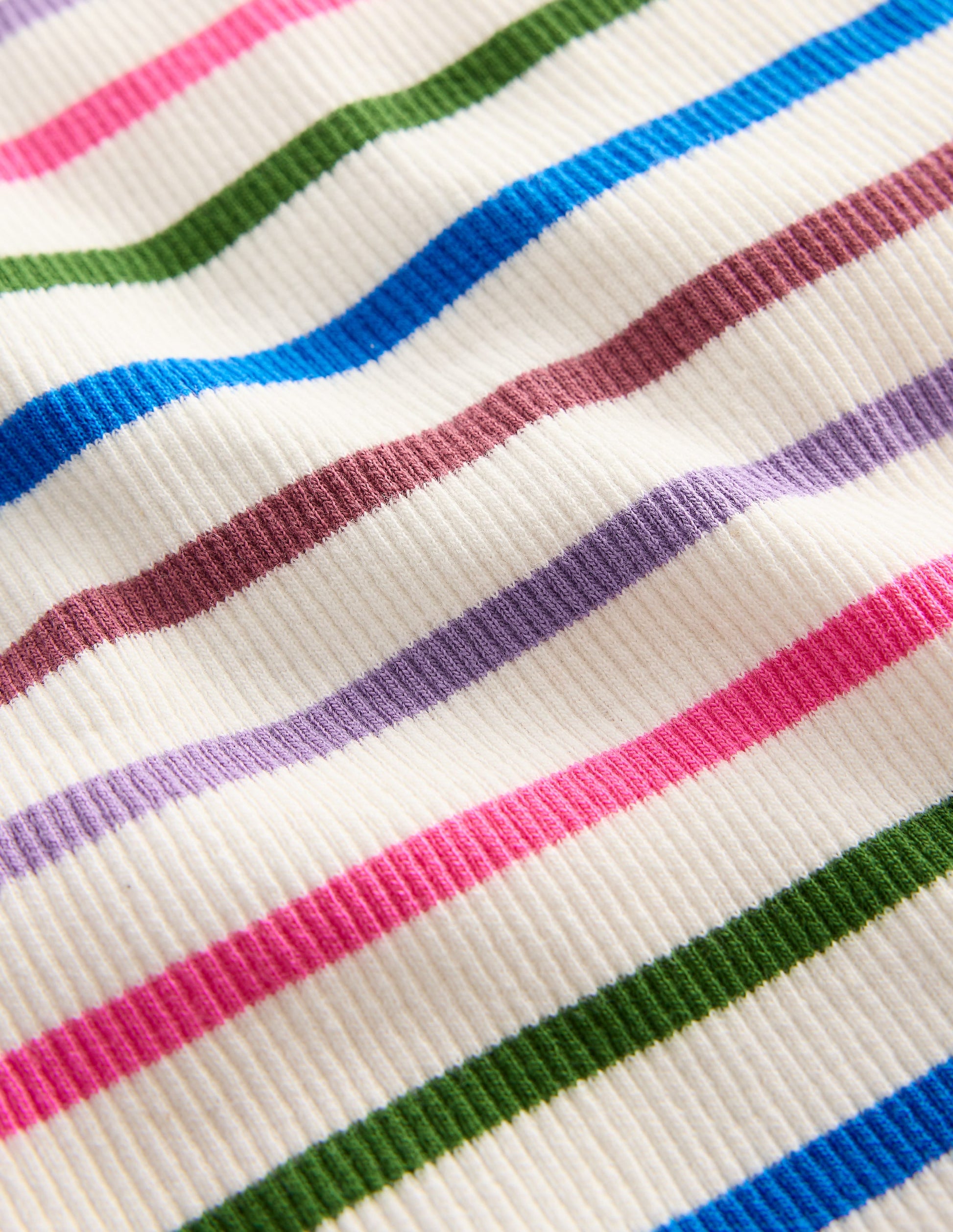 Short Sleeve Ribbed T-shirt-Multi Stripe-3