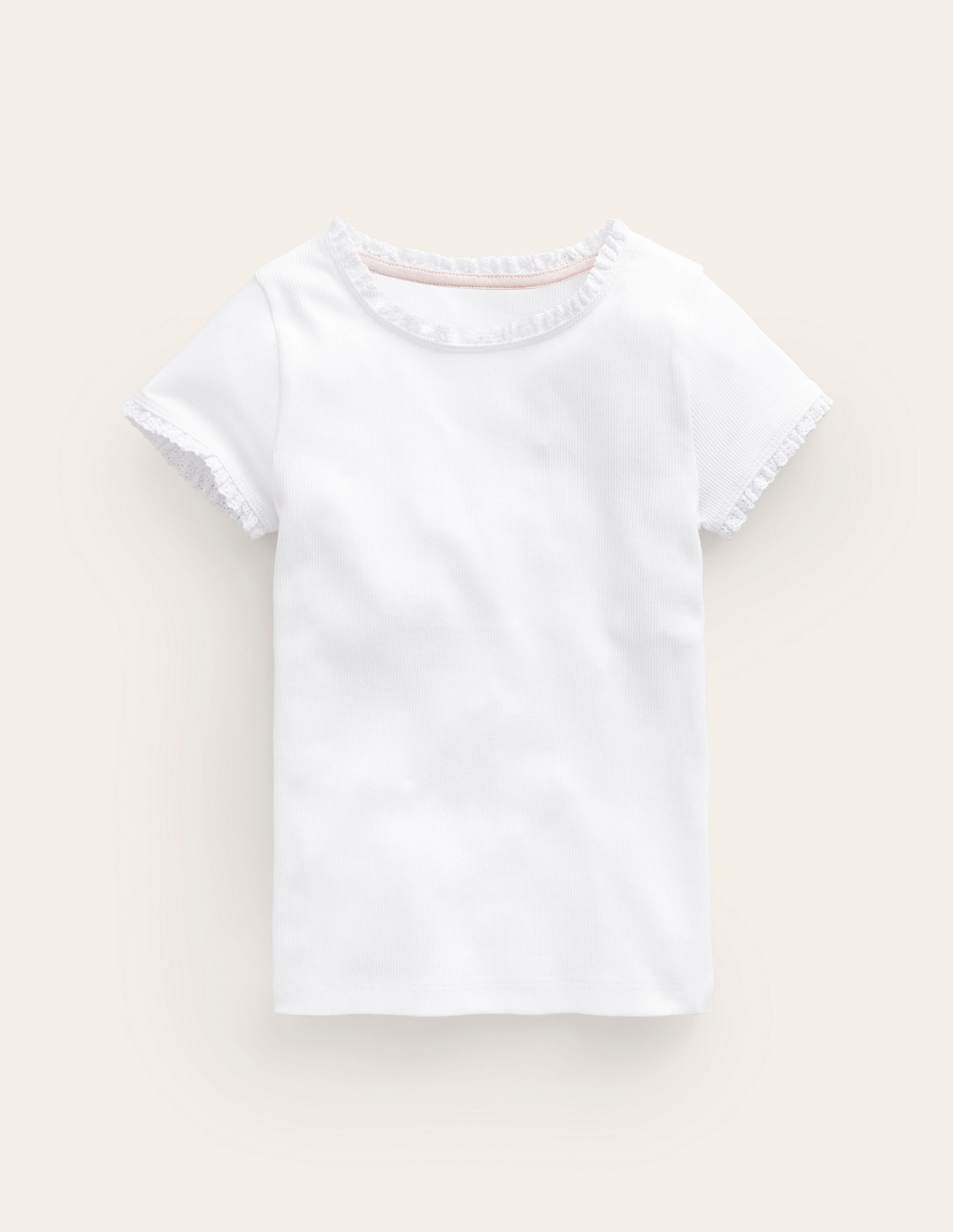 Short Sleeve Ribbed T-shirt-White - Image 1