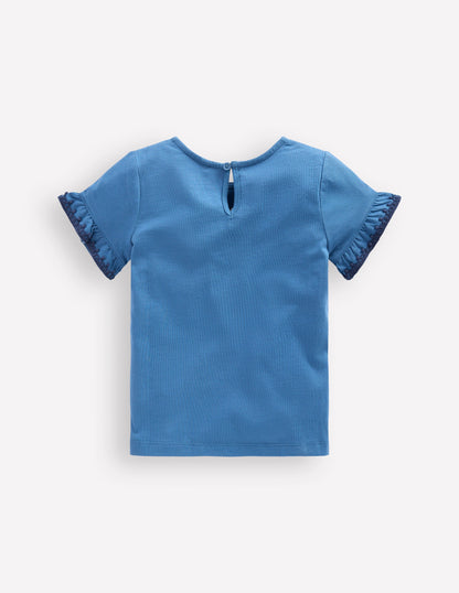 Ruffle Sleeve T-shirt-Delft-2