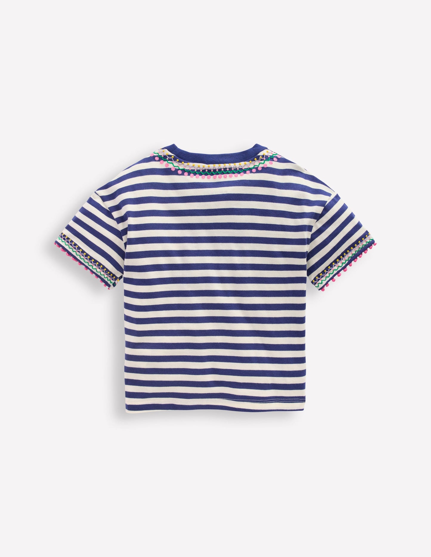 Relaxed Embroidered T-shirt-Navy Stripe