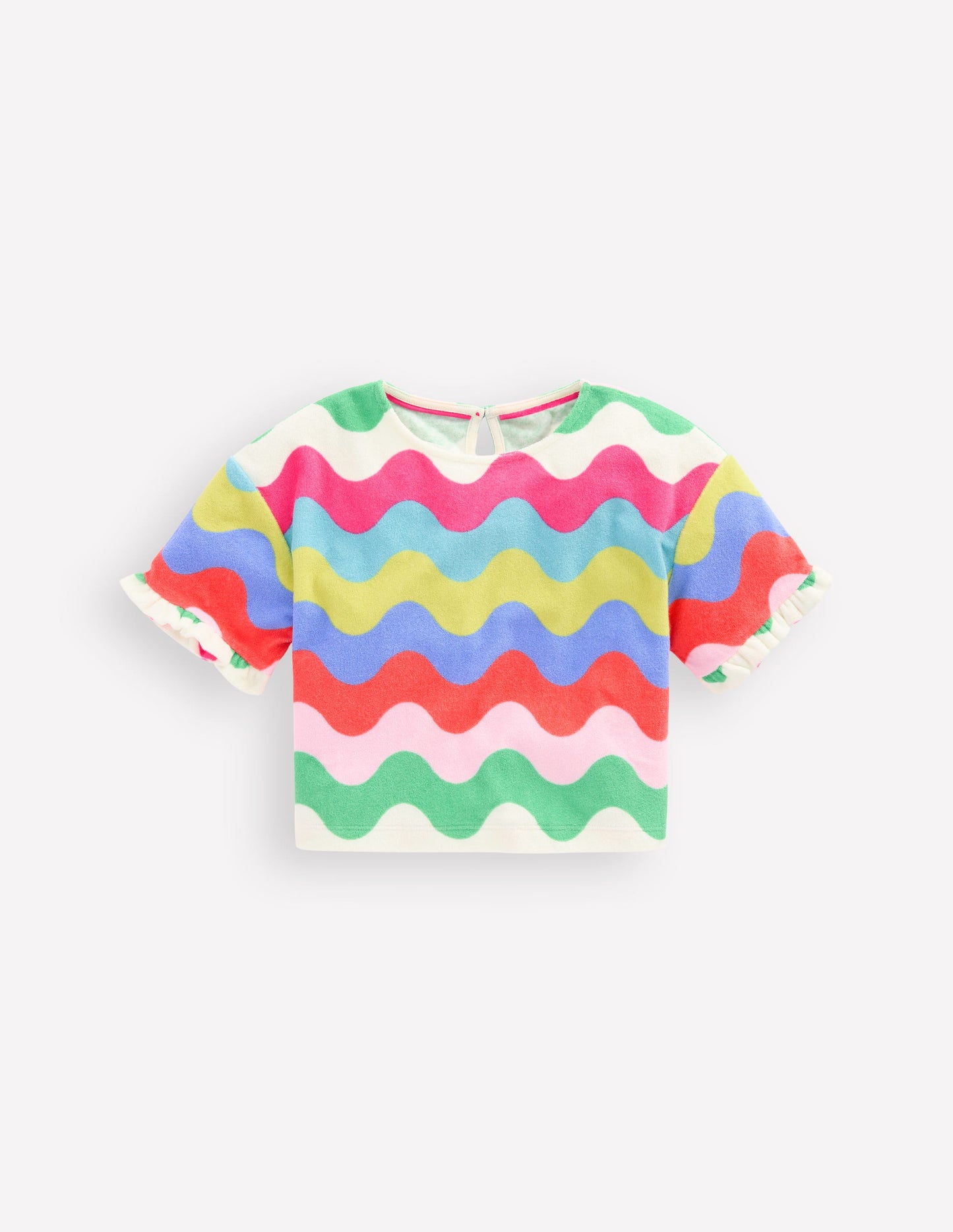 Dropped Shoulder Towelling Top-Multi Wave Stripe