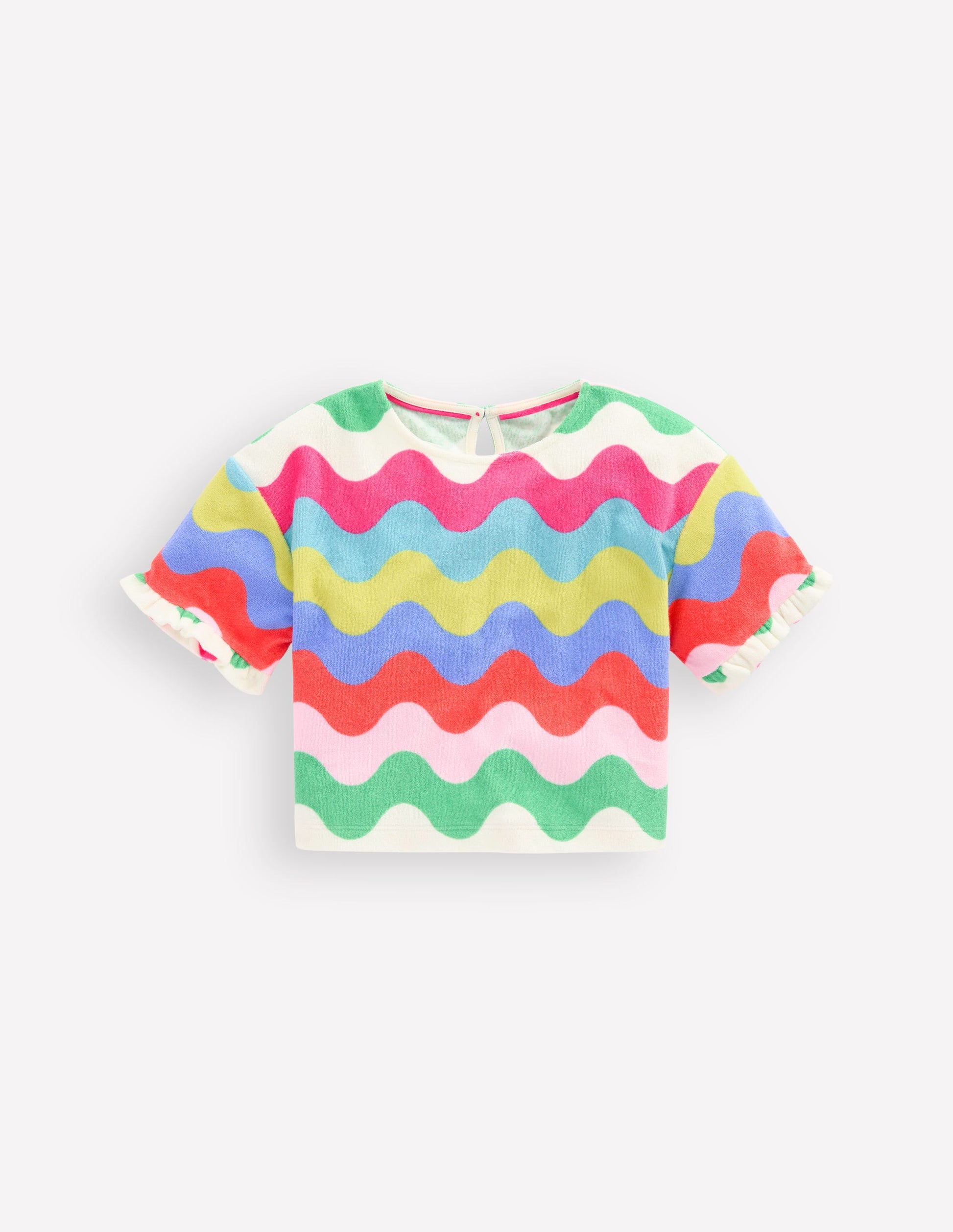 Dropped Shoulder Towelling Top-Multi Wave Stripe-1