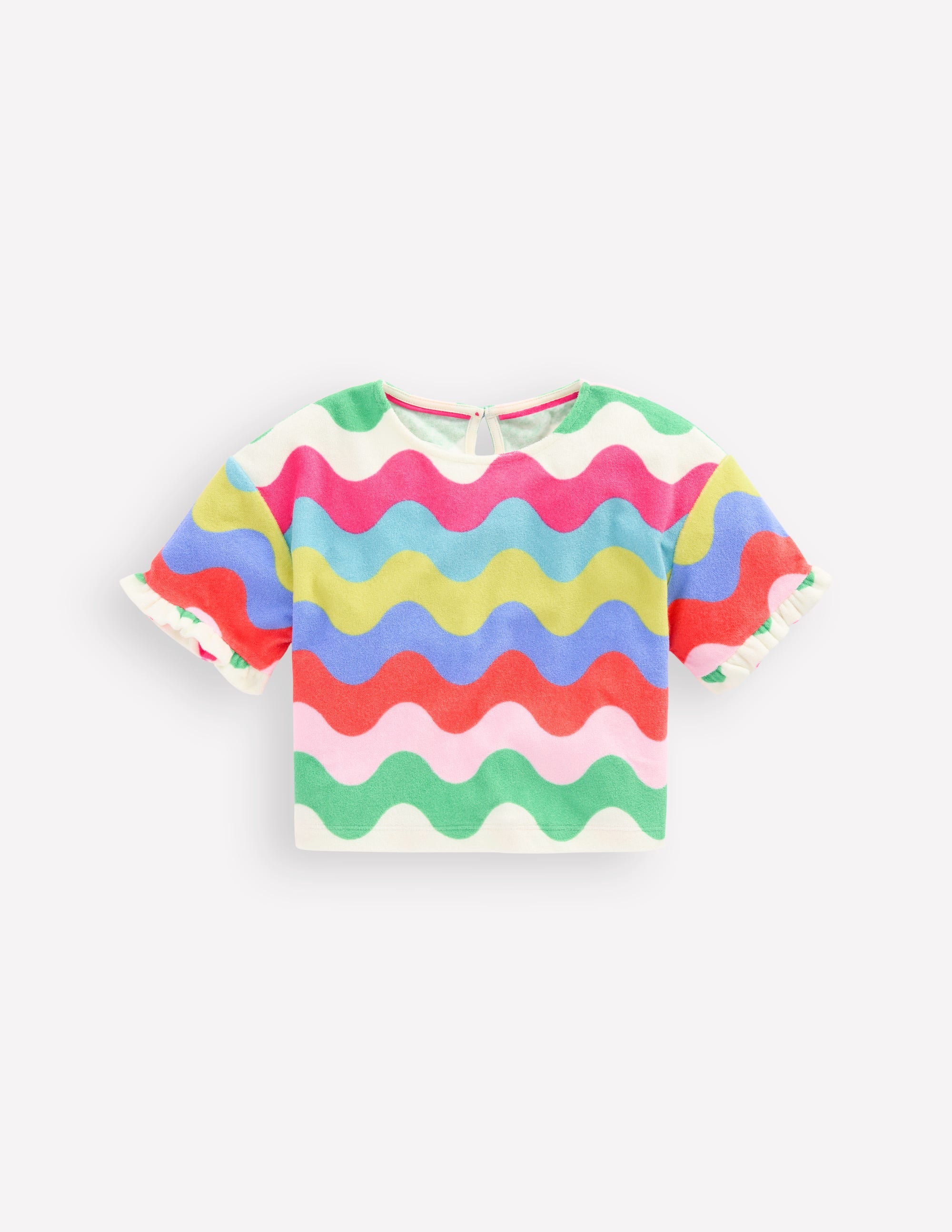 Dropped Shoulder Towelling Top-Multi Wave Stripe - Image 1