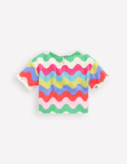 Dropped Shoulder Towelling Top-Multi Wave Stripe-2