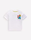 Short Sleeve Printed T-Shirt-White Flowers