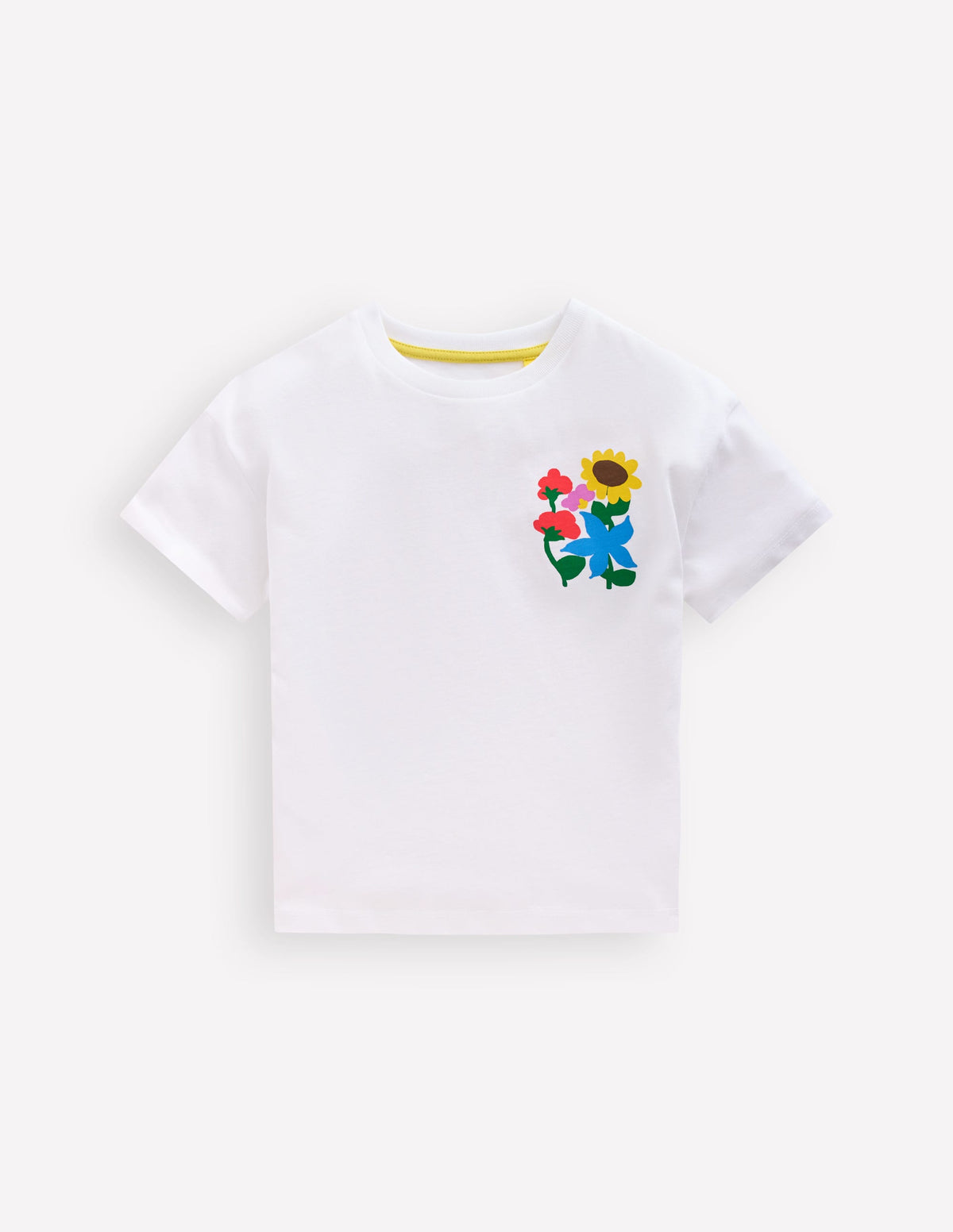 Short Sleeve Printed T-Shirt-White Flowers - Image 1